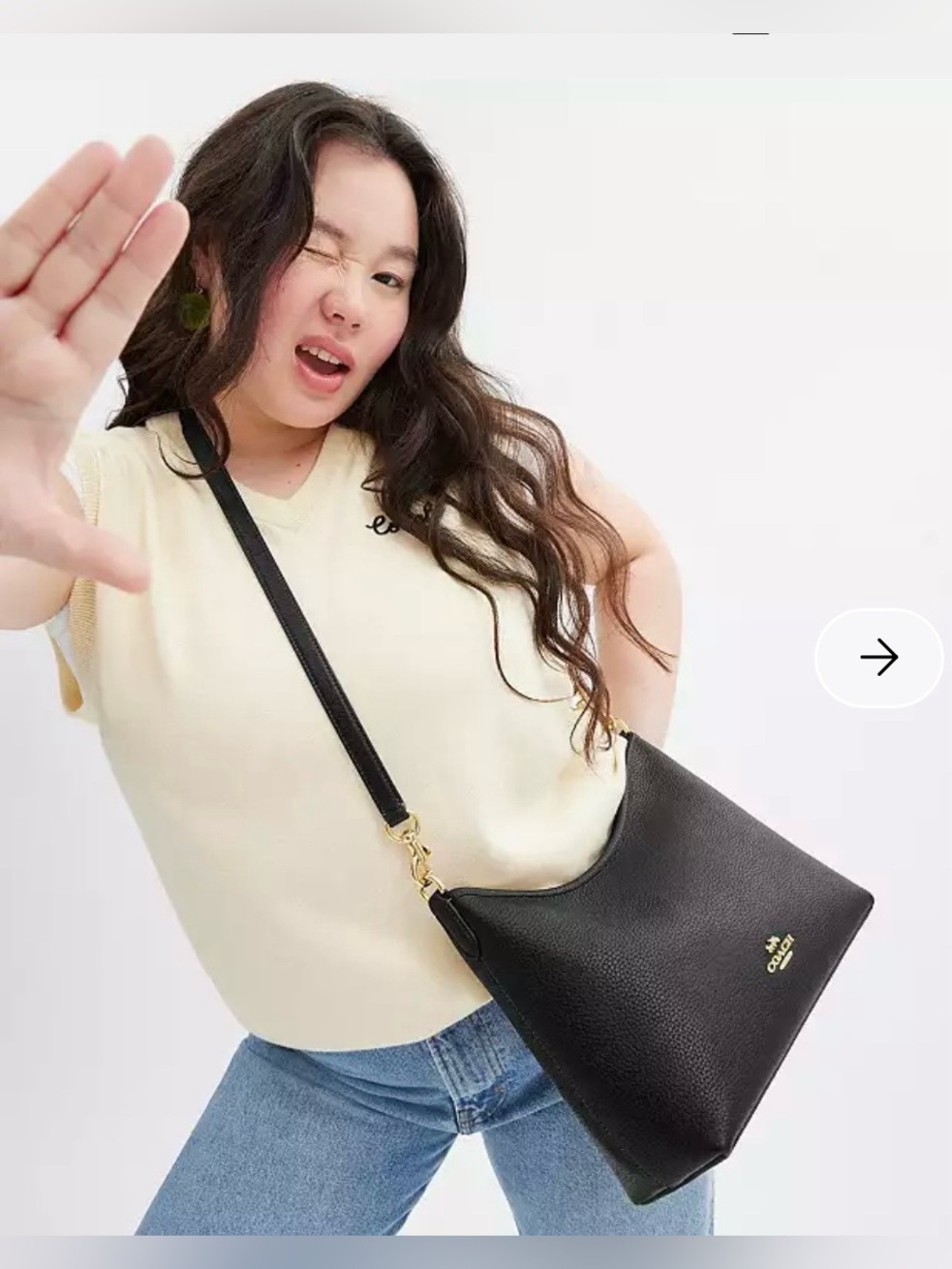 Coach Pebbled Leather Shoulder Bag in Black
